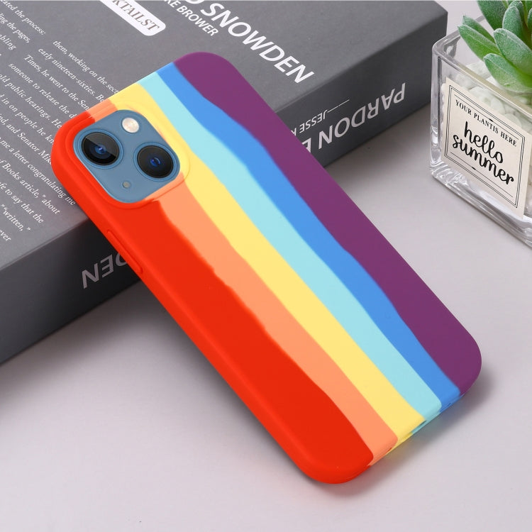 For iPhone 15 Rainbow Liquid Silicone Phone Case