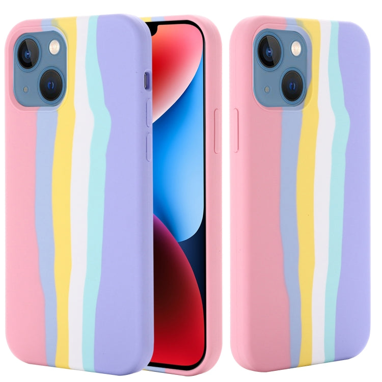 For iPhone 15 Rainbow Liquid Silicone Phone Case