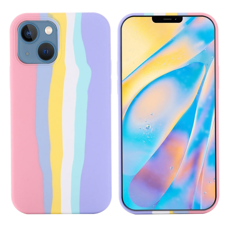 For iPhone 15 Rainbow Liquid Silicone Phone Case