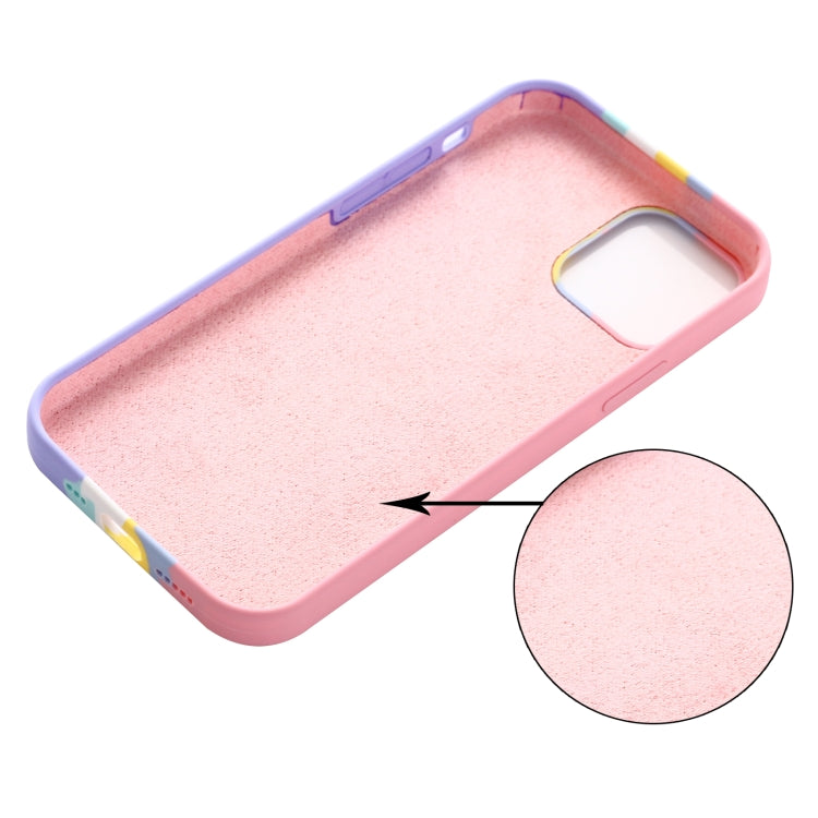 For iPhone 15 Rainbow Liquid Silicone Phone Case