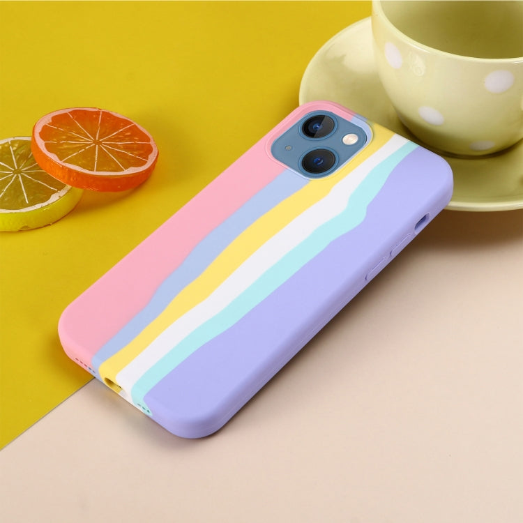 For iPhone 15 Rainbow Liquid Silicone Phone Case