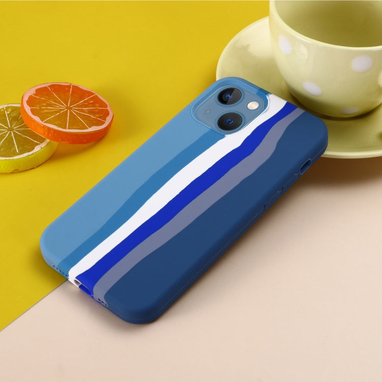 For iPhone 15 Plus Rainbow Liquid Silicone Phone Case