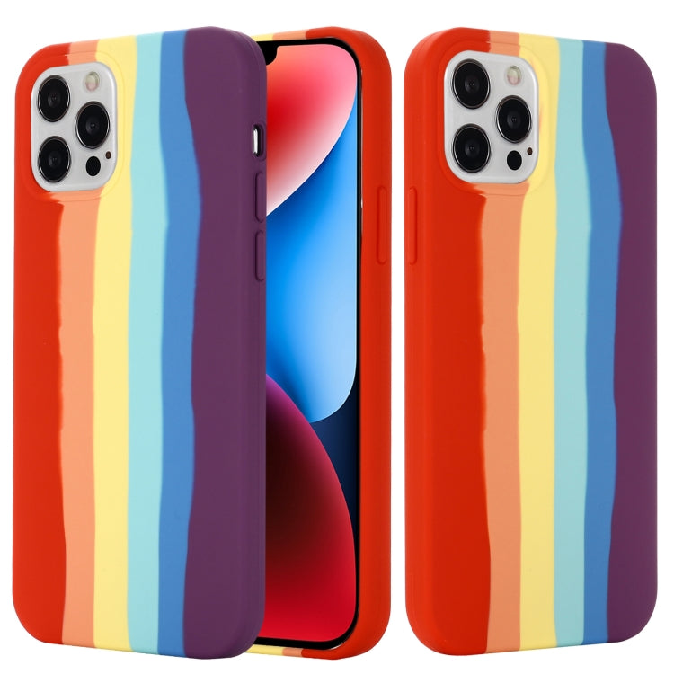 For iPhone 15 Pro Max Rainbow Liquid Silicone Phone Case