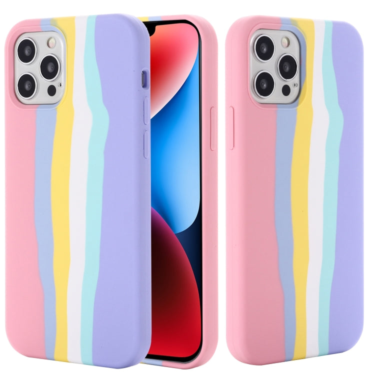 For iPhone 15 Pro Max Rainbow Liquid Silicone Phone Case