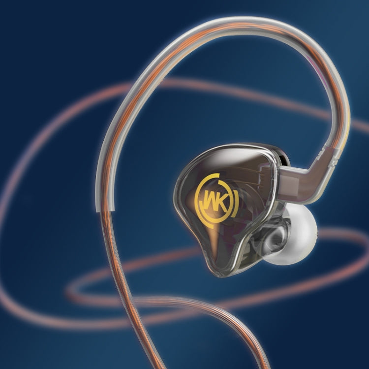 WK YC08 3.5mm Transparent Music Call Wired Earphone, Length: 1.2m(Black)