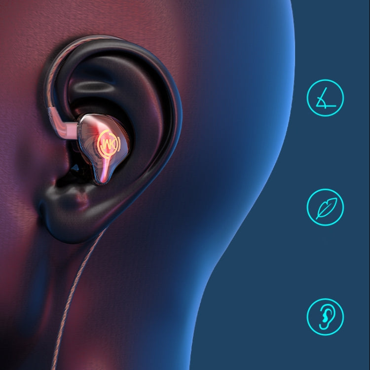 WK YC08 USB-C/Type-C Transparent Music Call Wired Earphone, Length: 1.2m(Black)