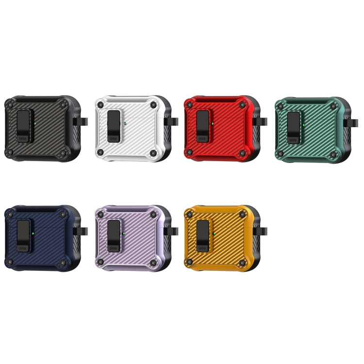 For AirPods 4 Carbon Fiber Magnetic Automatic Switch Earphone Protective Case