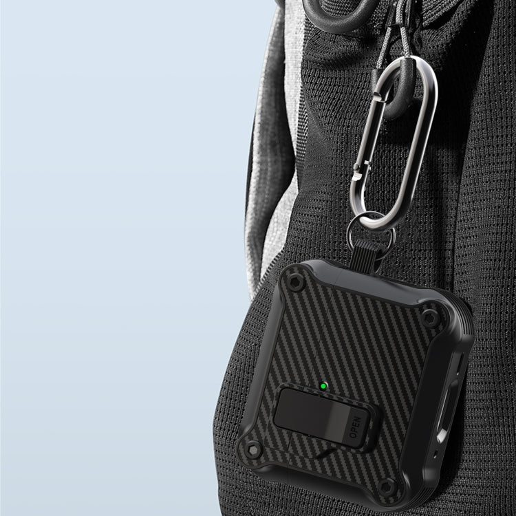For AirPods 4 Carbon Fiber Magnetic Automatic Switch Earphone Protective Case
