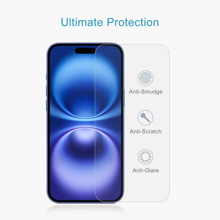 For iPhone 16 Plus 10pcs 0.26mm 9H 2.5D High Aluminum Tempered Glass Film