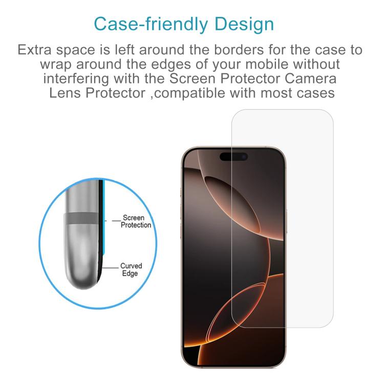 For iPhone 16 Pro Max 10pcs 0.26mm 9H 2.5D High Aluminum Tempered Glass Film