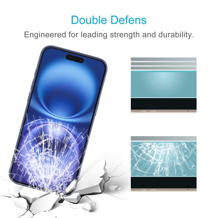 For iPhone 16 Plus 50pcs 0.26mm 9H 2.5D High Aluminum Tempered Glass Film