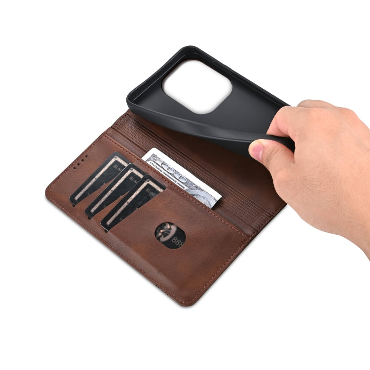 For Xiaomi Redmi Note 13 Pro 4G AZNS Magnetic Calf Texture Flip Leather Phone Case