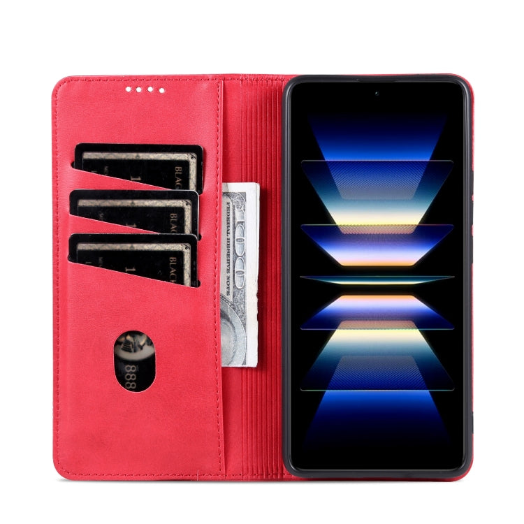 For Xiaomi Redmi Note 13 4G AZNS Magnetic Calf Texture Flip Leather Phone Case