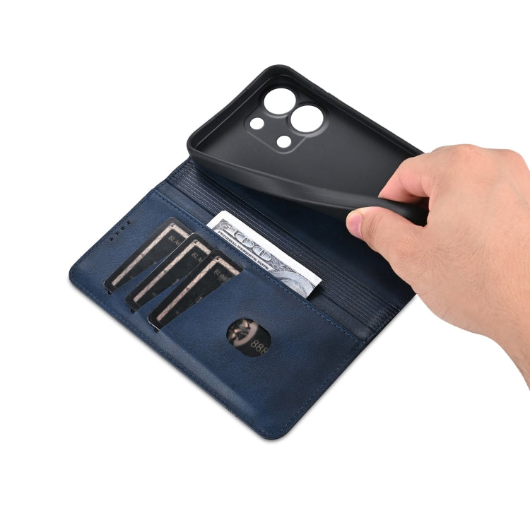 For Xiaomi Redmi Note 13 4G AZNS Magnetic Calf Texture Flip Leather Phone Case