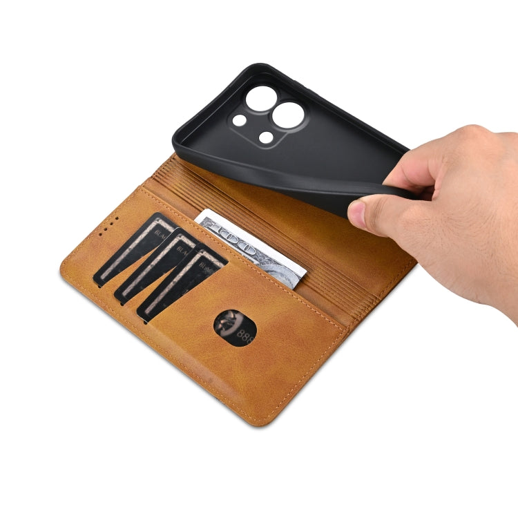 For Xiaomi Redmi Note 13 4G AZNS Magnetic Calf Texture Flip Leather Phone Case