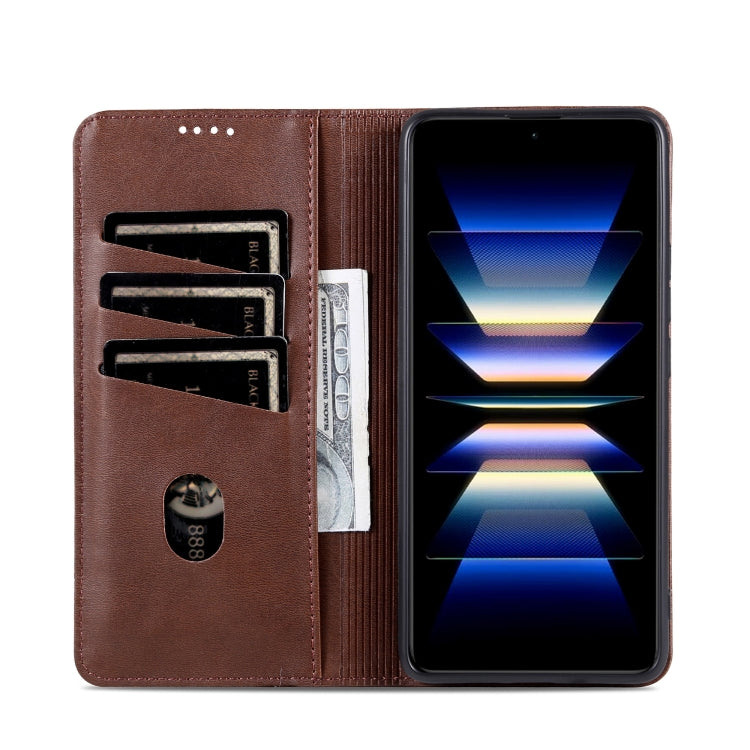 For Xiaomi Redmi Note 13 4G AZNS Magnetic Calf Texture Flip Leather Phone Case