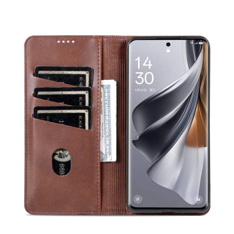For OPPO  Reno10 China AZNS Magnetic Calf Texture Flip Leather Phone Case
