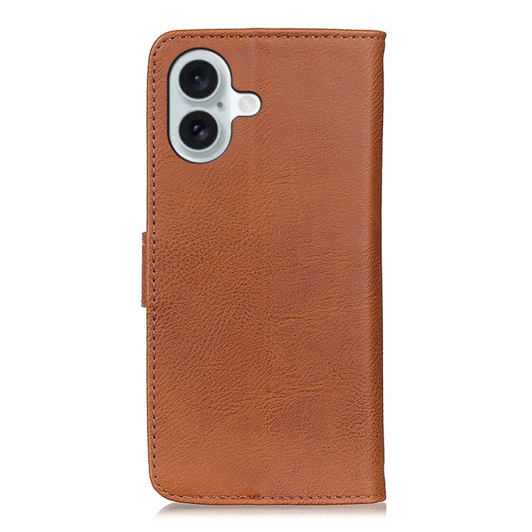 For iPhone 16 KHAZNEH Cowhide Texture Horizontal Flip Leather Phone Case