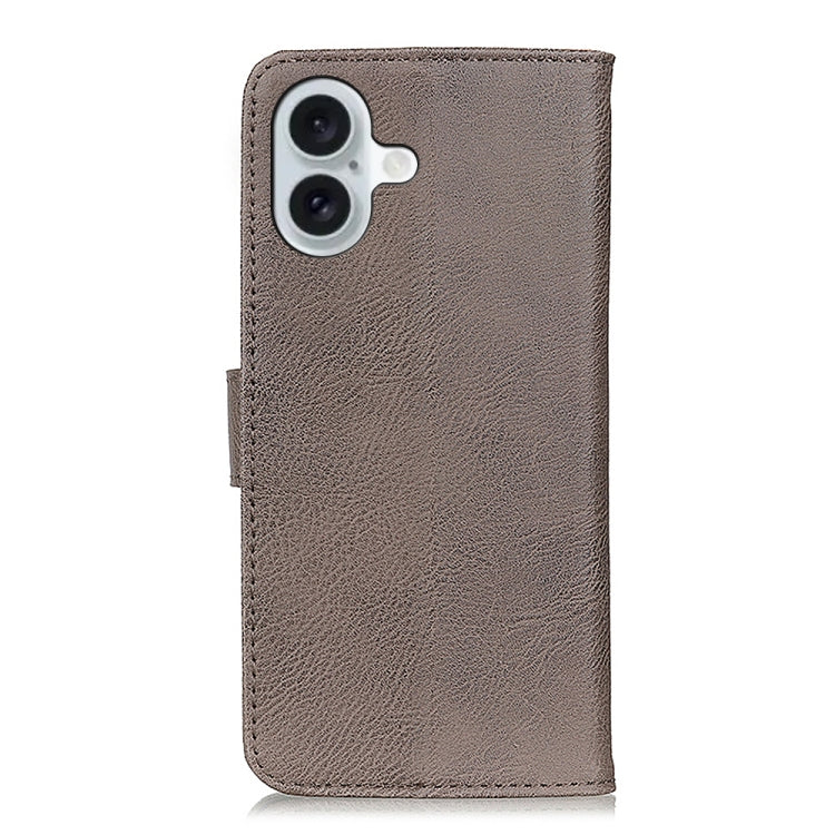 For iPhone 16 Plus KHAZNEH Cowhide Texture Horizontal Flip Leather Phone Case