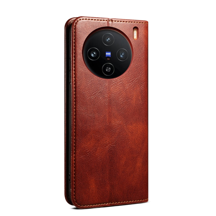 For vivo X100 Ultra Oil Wax Crazy Horse Texture Leather Phone Case