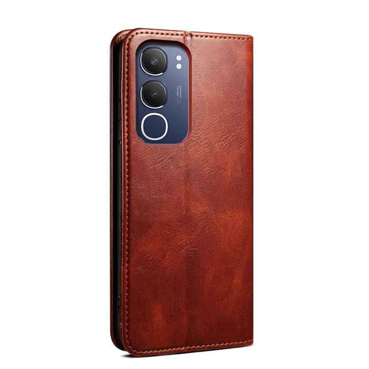 For vivo Y19s 4G Oil Wax Crazy Horse Texture Leather Phone Case