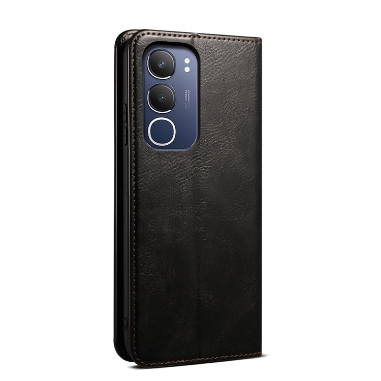 For vivo Y19s 4G Oil Wax Crazy Horse Texture Leather Phone Case