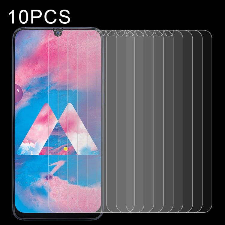 For Samsung Galaxy A40s 10 PCS Half-screen Transparent Tempered Glass Film