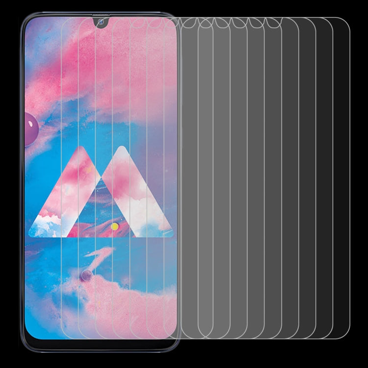 For Samsung Galaxy A40s 10 PCS Half-screen Transparent Tempered Glass Film