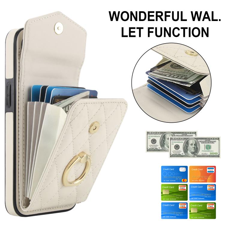 For iPhone 17e / 16e Rhombic Texture Card Bag Phone Case with Long Lanyard