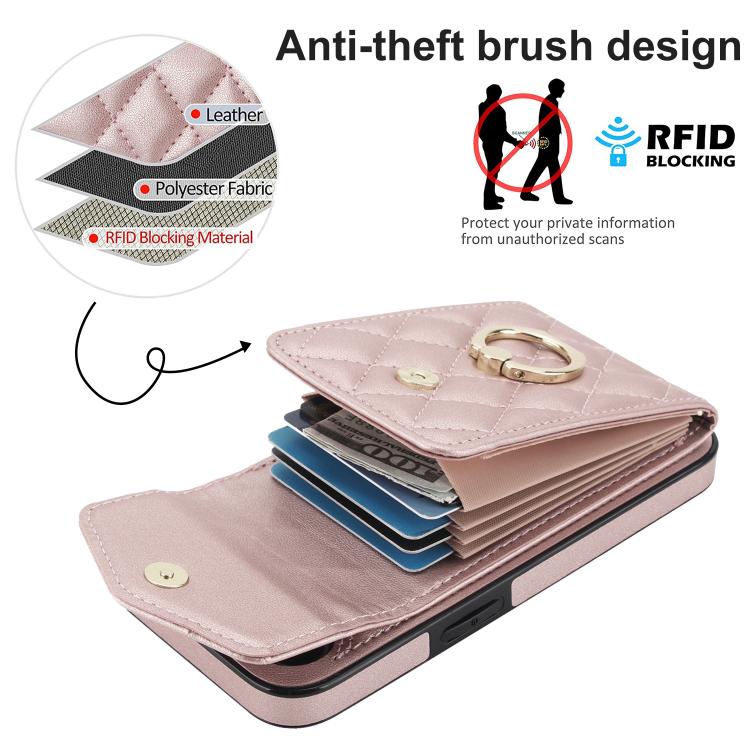 For iPhone 17e / 16e Rhombic Texture Card Bag Phone Case with Long Lanyard