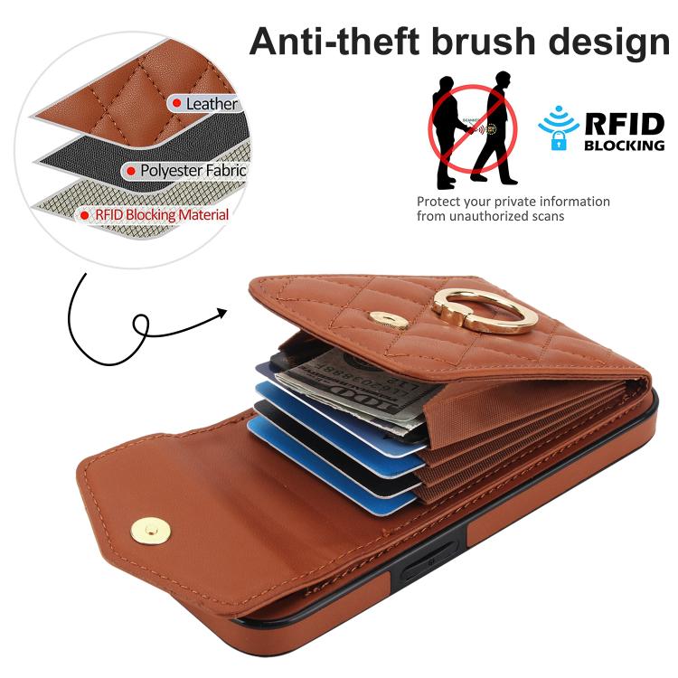 For iPhone 17e / 16e Rhombic Texture Card Bag Phone Case with Long Lanyard