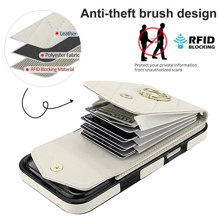 For iPhone 17 Pro Max Rhombic Texture Card Bag Phone Case with Long Lanyard