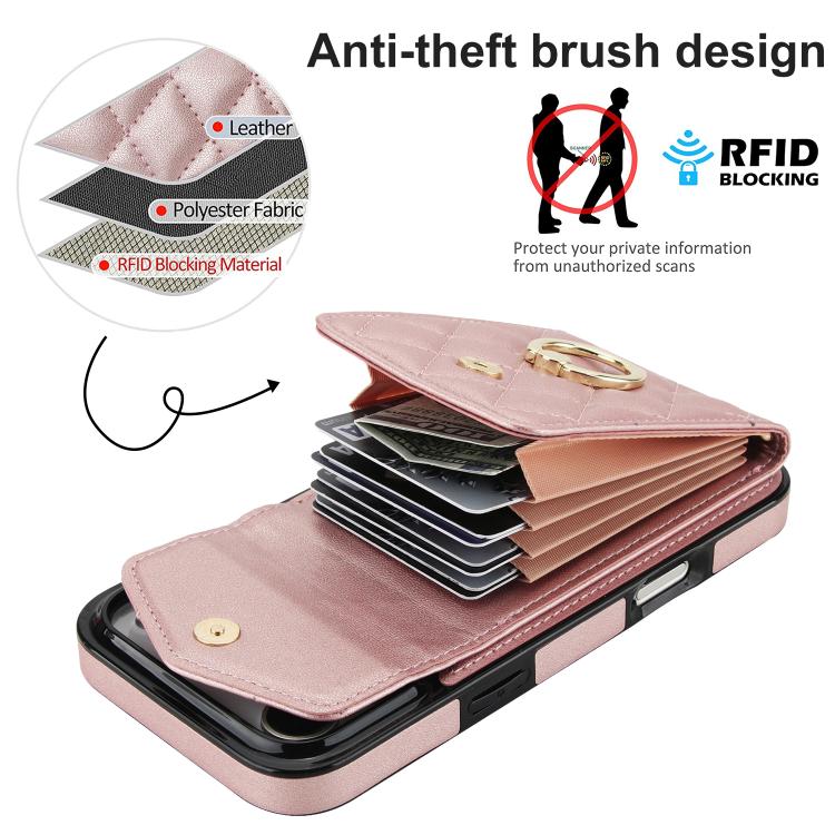 For iPhone 17 Pro Max Rhombic Texture Card Bag Phone Case with Long Lanyard