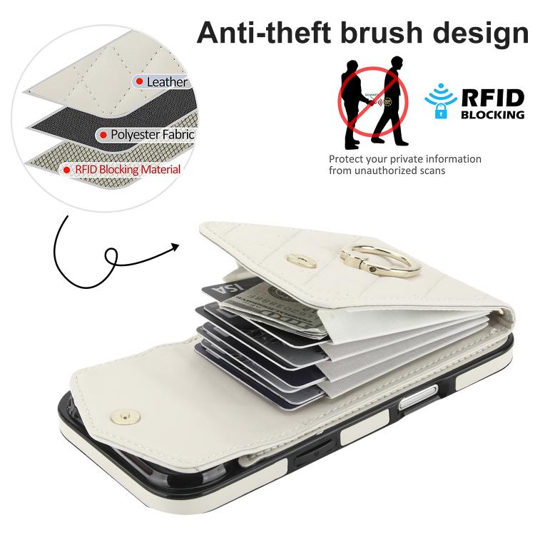 For iPhone Air Rhombic Texture Card Bag Phone Case with Long Lanyard