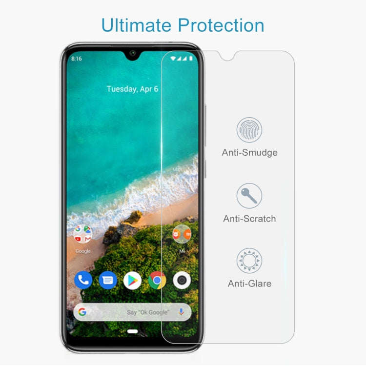 For Xiaomi Mi A3 10 PCS Half-screen Transparent Tempered Glass Film