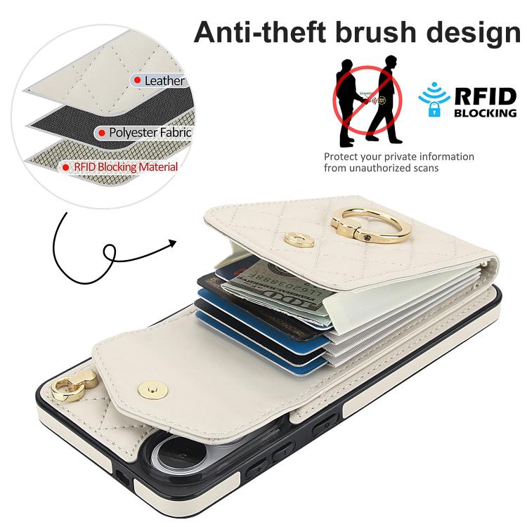 For Samsung Galaxy S25 Edge 5G Rhombic Texture Card Bag Phone Case with Long Lanyard
