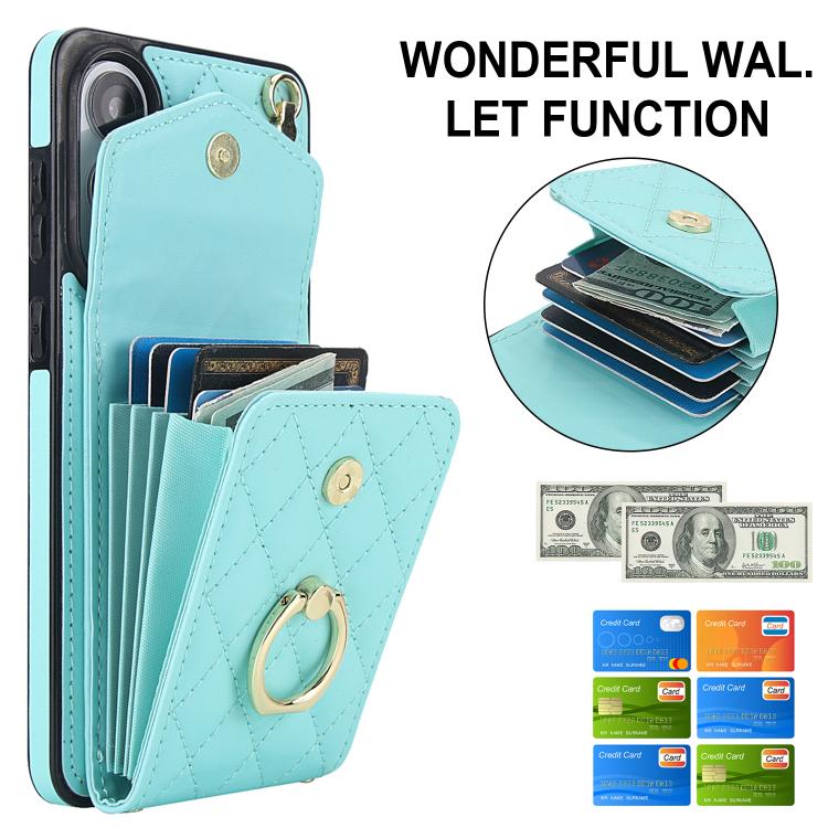 For Samsung Galaxy S25 Edge 5G Rhombic Texture Card Bag Phone Case with Long Lanyard