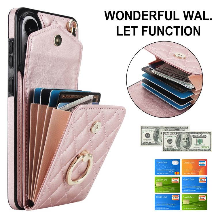 For Samsung Galaxy S25 Edge 5G Rhombic Texture Card Bag Phone Case with Long Lanyard