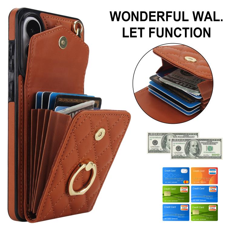 For Samsung Galaxy S25 Edge 5G Rhombic Texture Card Bag Phone Case with Long Lanyard