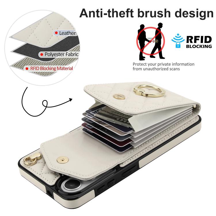For Samsung Galaxy S26+ 5G Rhombic Texture Card Bag Phone Case with Long Lanyard