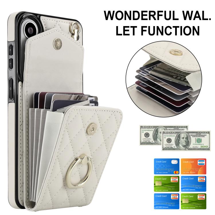 For Samsung Galaxy S26+ 5G Rhombic Texture Card Bag Phone Case with Long Lanyard