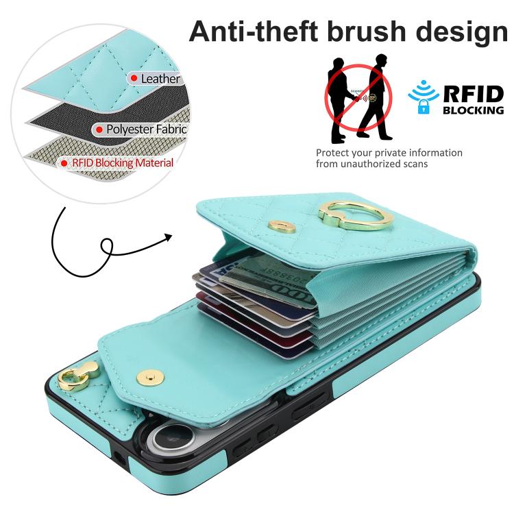 For Samsung Galaxy S26+ 5G Rhombic Texture Card Bag Phone Case with Long Lanyard