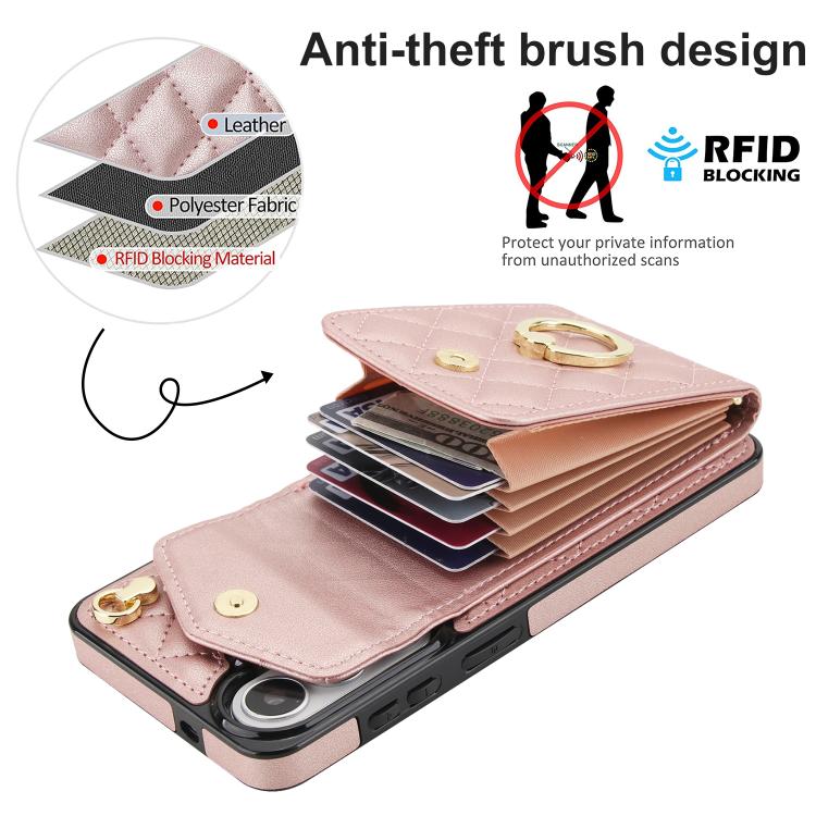 For Samsung Galaxy S26+ 5G Rhombic Texture Card Bag Phone Case with Long Lanyard