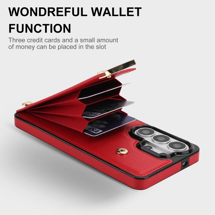 For Samsung Galaxy S26 Ultra 5G Metal Buckle Card Slots Phone Case
