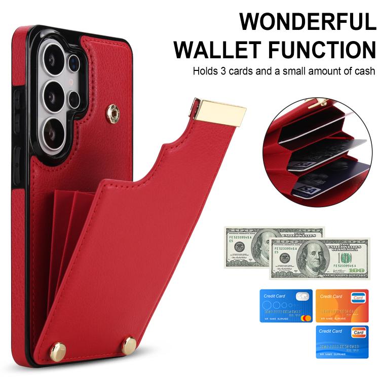 For Samsung Galaxy S26 Ultra 5G Metal Buckle Card Slots Phone Case