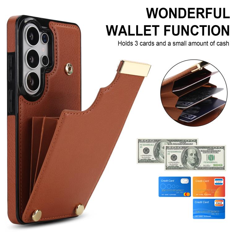 For Samsung Galaxy S26 Ultra 5G Metal Buckle Card Slots Phone Case