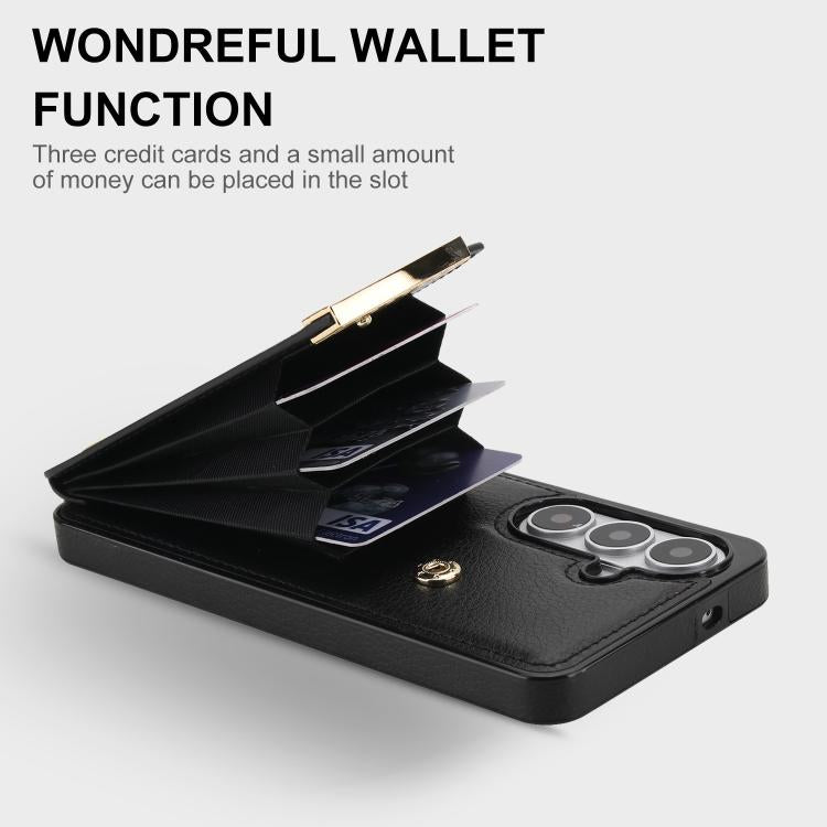 For Samsung Galaxy S26+ 5G Metal Buckle Card Slots Phone Case