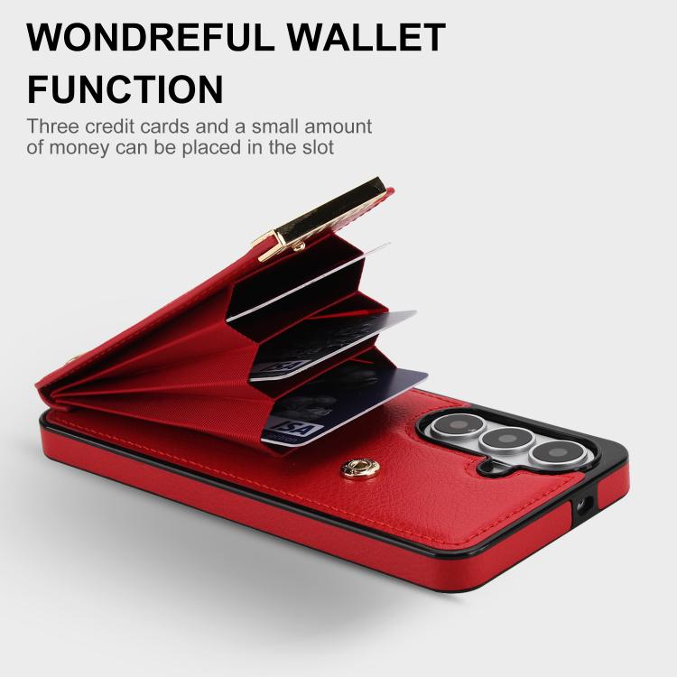 For Samsung Galaxy S26+ 5G Metal Buckle Card Slots Phone Case