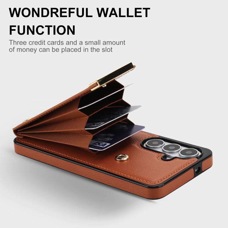 For Samsung Galaxy S26+ 5G Metal Buckle Card Slots Phone Case