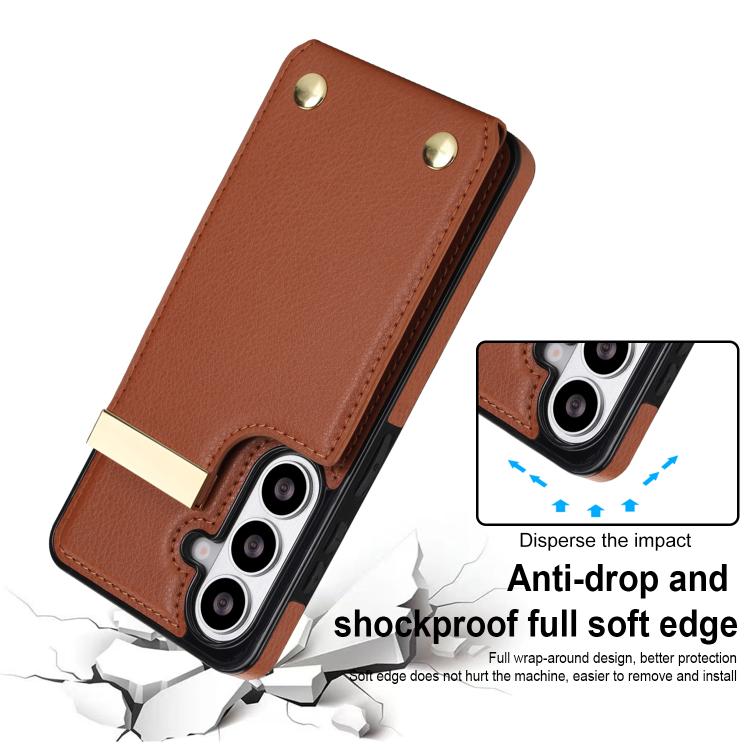 For Samsung Galaxy S26+ 5G Metal Buckle Card Slots Phone Case